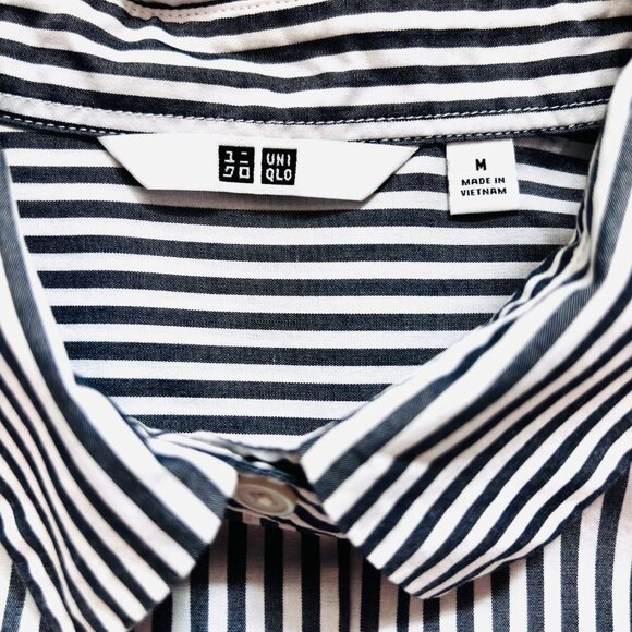 UNIQLO Classic Cotton Buttondown Stripe Shirt Women's Medium GUC - Picture 6 of 9